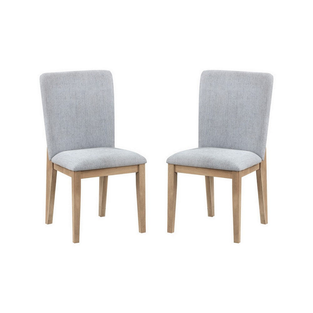 Emi 25 Inch Dining Chair Set of 2, Cushioned Seat, Gray Linen Upholstery By Casagear Home