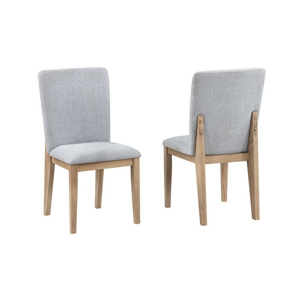 Emi 25 Inch Dining Chair Set of 2, Cushioned Seat, Gray Linen Upholstery By Casagear Home