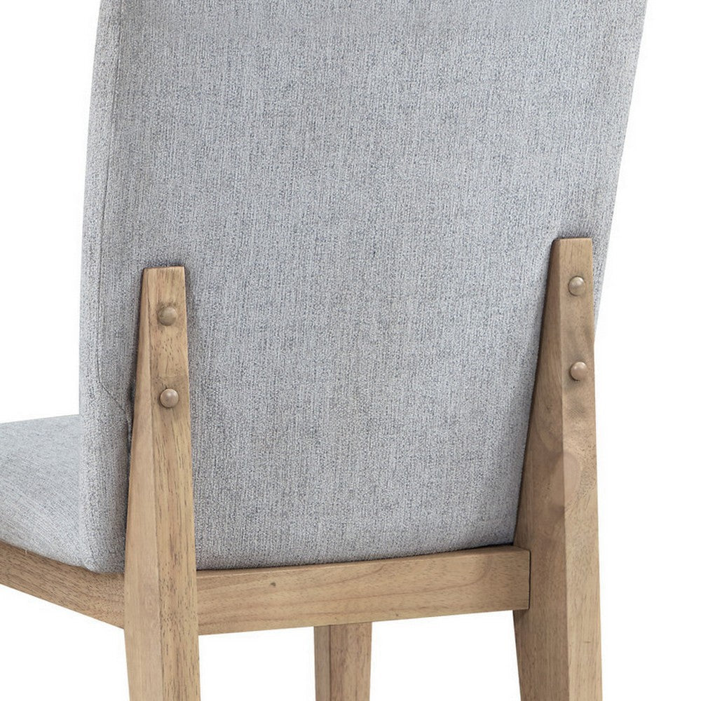 Emi 25 Inch Dining Chair Set of 2, Cushioned Seat, Gray Linen Upholstery By Casagear Home