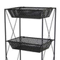 Plant Stand Table Set of 2, Open Metal Frame with 8 Square Baskets, Black By Casagear Home
