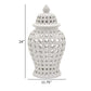 24 Inch Temple Ginger Jar, Ceramic White Carved Lattice Design with Lid By Casagear Home