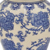 18 Inch Temple Ginger Jar, Ceramic White and Blue Floral Print with Lid By Casagear Home