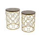 Tich Plant Stand Table Set of 2, Round Top, Open Metal Frame, Black, Gold By Casagear Home