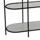 44 Inch Plant Stand Table, Open Metal Frame, 3 Glass Shelves, Black Finish By Casagear Home