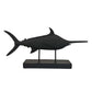 Owa Swordfish Sculpture, Resin Tabletop Decor on Stand, Classic Matte Black By Casagear Home