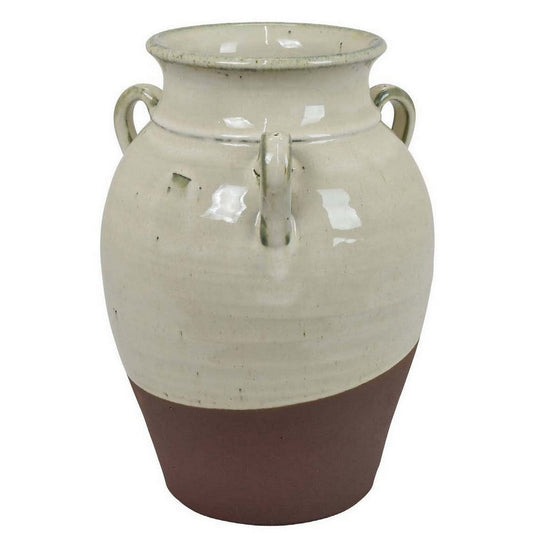 Elf 13 Inch Vase, Classical Urn Shape, 3 Handles, White, Transitional Style By Casagear Home