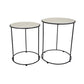 Plant Stand Table Set of 2, Twisted Metal Black Open Frame, White Marble By Casagear Home