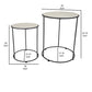 Plant Stand Table Set of 2, Twisted Metal Black Open Frame, White Marble By Casagear Home
