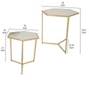 Plant Stand Table Set of 2, Metal Gold Frames, Hexagonal White Tabletops By Casagear Home