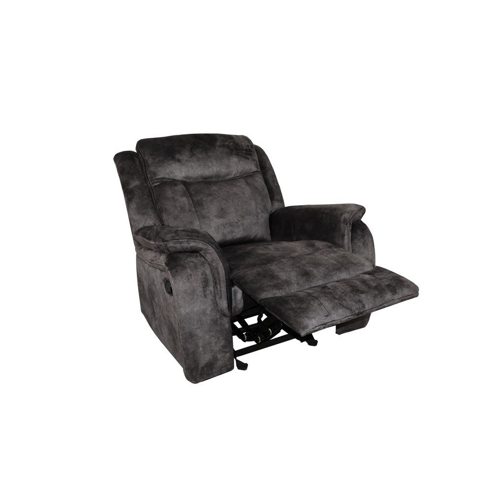 Harbor 39 Inch Manual Recliner Chair Pocket Coils Gray Faux Suede Velvet By Casagear Home BM311471