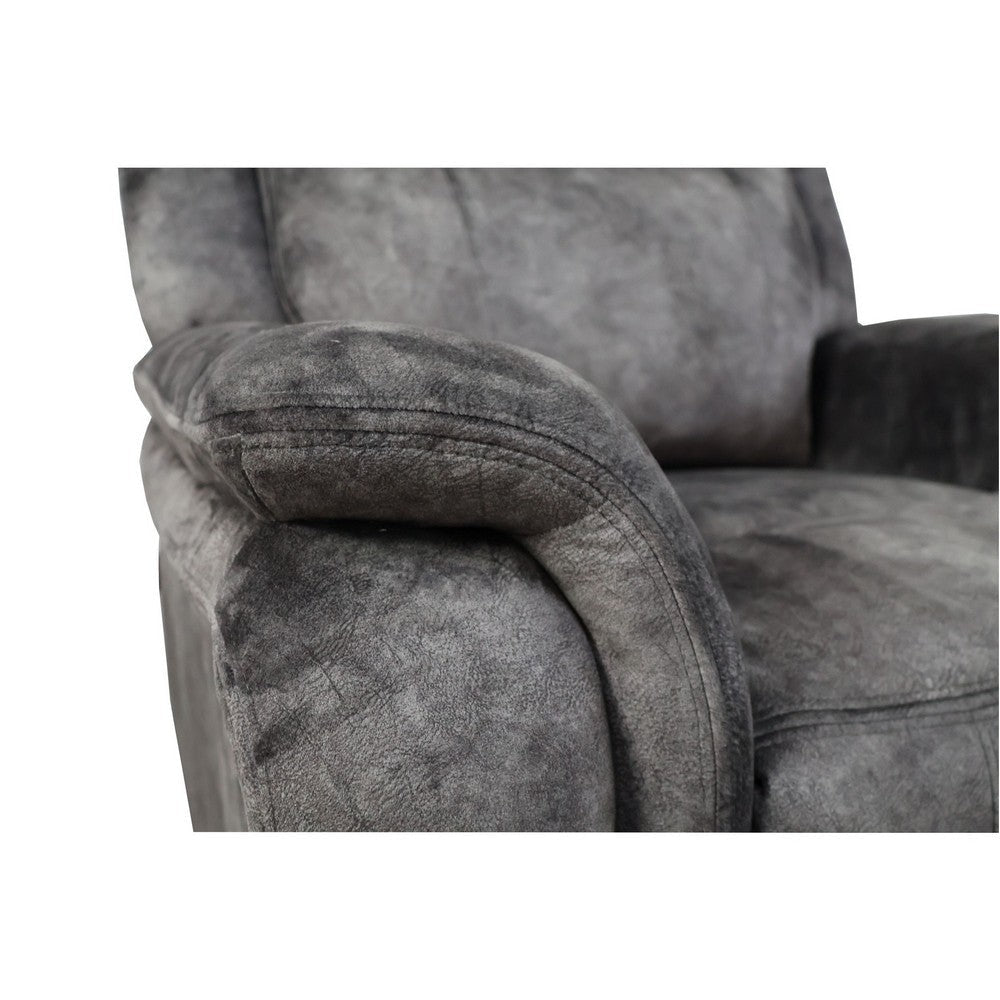 Harbor 39 Inch Manual Recliner Chair, Pocket Coils, Gray Faux Suede Velvet By Casagear Home