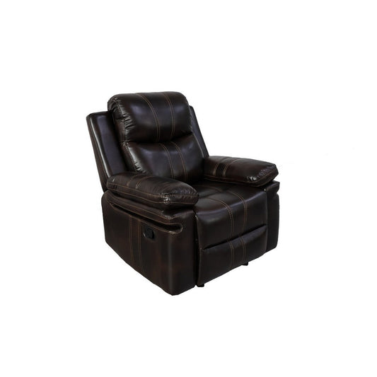 Linden 37 Inch Power Glider Recliner Chair, Plush Brown Faux Leather By Casagear Home