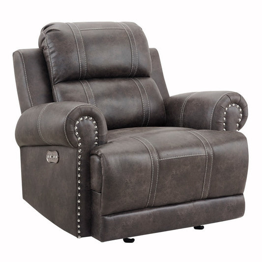 Willow 41 Inch Manual Recliner Chair, Faux Leather Upholstery, Walnut Brown By Casagear Home