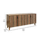 Texu 69 Inch Sideboard Console, Pine Wood, Pedant Handles, Brown, Red By Casagear Home