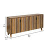 Texu 69 Inch Sideboard Console, Pine Wood, Pedant Handles, Brown, Yellow By Casagear Home
