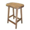 Asic 24 Inch Counter Height Stool, Pine Wood, Curved Seat, Natural Brown By Casagear Home