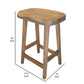 Asic 24 Inch Counter Height Stool, Pine Wood, Curved Seat, Natural Brown By Casagear Home