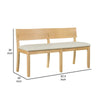 Celi 53 Inch Dining Bench, Cream Fabric Seat, Natural Brown Wood Frame By Casagear Home