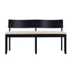 Celi 53 Inch Dining Bench, Cream Fabric Seat, Matte Black Wood Frame By Casagear Home