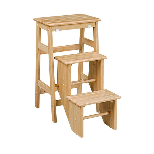 Nero 30 Inch Folding Step Stool, 3 Tier Design, Farmhouse, Natural Brown By Casagear Home