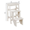 Nero 30 Inch Folding Step Stool, 3 Tier Design, Farmhouse, Cream Wood By Casagear Home