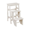 Nero 30 Inch Folding Step Stool, 3 Tier Design, Farmhouse, Cream Wood By Casagear Home