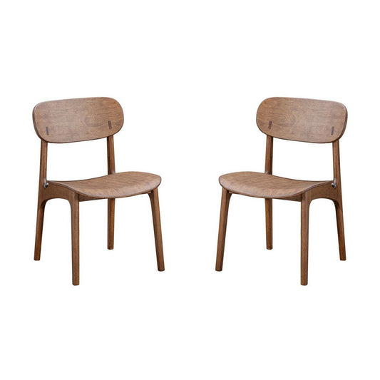 Seln 20 Inch Dining Chair Set of 2, Curved Seat, Splayed Legs, Dark Brown By Casagear Home