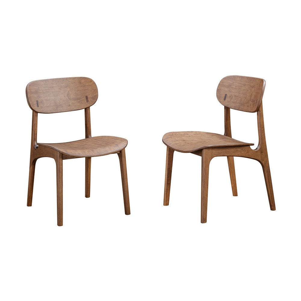 Seln 20 Inch Dining Chair Set of 2, Curved Seat, Splayed Legs, Dark Brown By Casagear Home