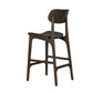 Seln 30 Inch Barstool Chair, Curved Seat, Open Back, Dark Gray Wood By Casagear Home