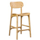 Seln 30 Inch Barstool Chair, Curved Seat, Open Back, Light Brown Wood By Casagear Home