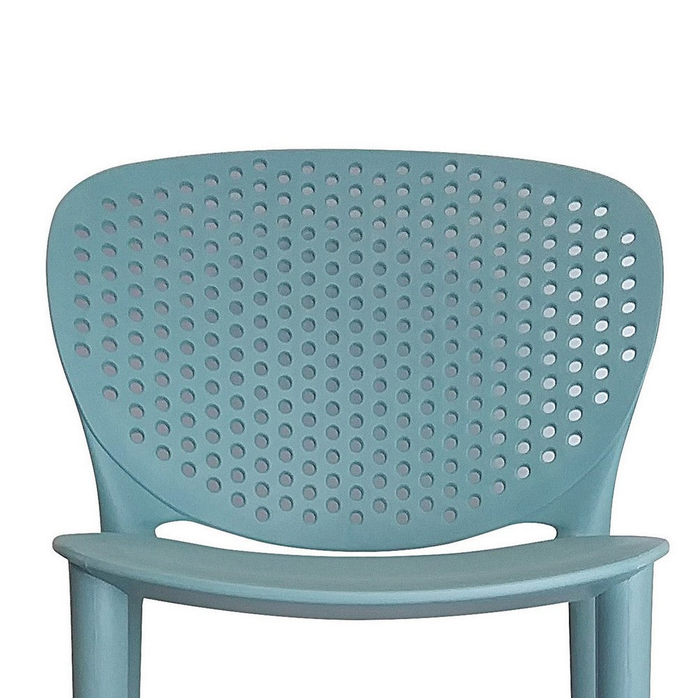 Celin 30 Inch Barstool Chair, Set of 4, Stackable, Mesh, Curved Seat, Green By Casagear Home