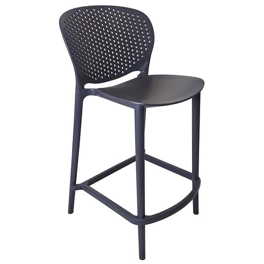 Celin 30 Inch Barstool Chair, Set of 4, Stackable, Mesh, Curved Seat, Gray By Casagear Home