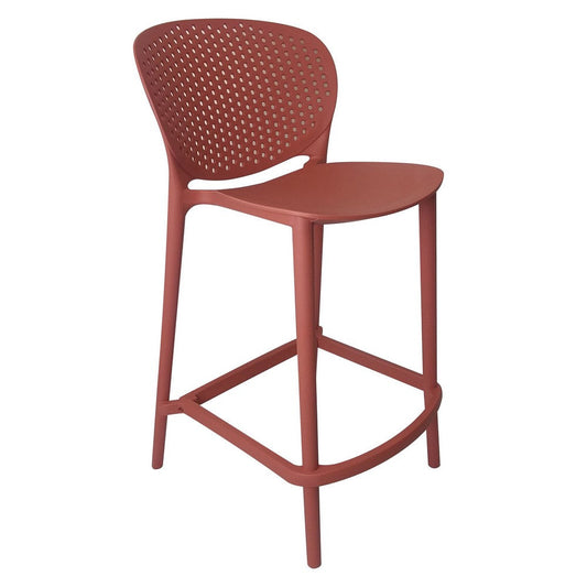 Celin 30 Inch Barstool Chair, Set of 4, Stackable, Mesh, Curved Seat, Orange By Casagear Home