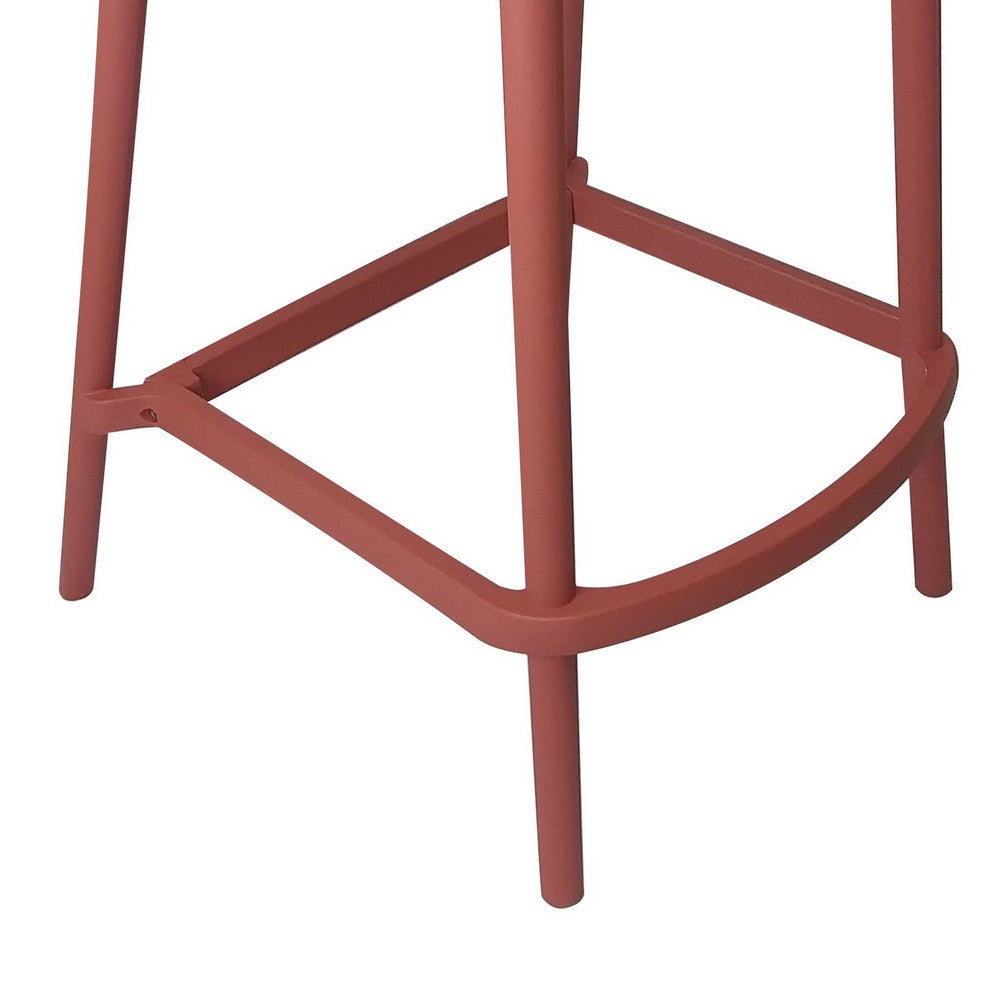 Celin 30 Inch Barstool Chair, Set of 4, Stackable, Mesh, Curved Seat, Orange By Casagear Home