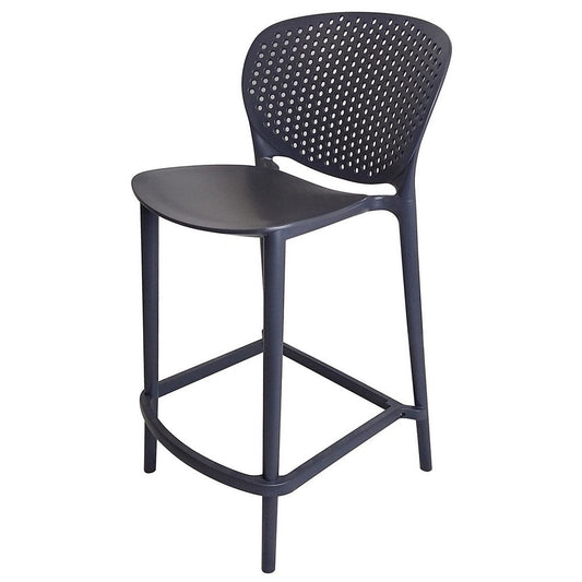 Celin 26 Inch Counter Stool Chair, Set of 4, Stackable, Mesh Back, Gray By Casagear Home