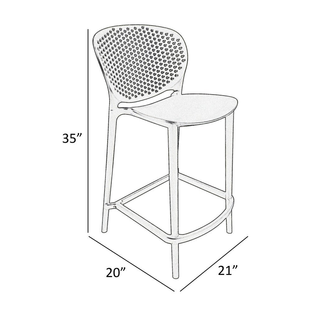 Celin 26 Inch Counter Stool Chair, Set of 4, Stackable, Mesh Back, Gray By Casagear Home