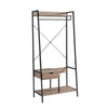 Bery 71 Inch Clothing Rack, 1 Drawer, Hanging Rod, Open Shelf, Taupe, Black By Casagear Home