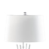 Lisi 29 Inch Table Lamp, White Shade, Silver Mettalic Bamboo Style Base By Casagear Home