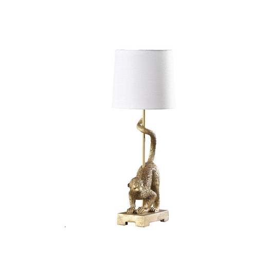 Ree 24 Inch Accent Table Lamp, Monkey Resin Sculpture, Drum Shade, Gold By Casagear Home