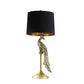 29 Inch Peacock Table Lamp, Gold Polyresin Sculpture, Black Drum Shade By Casagear Home