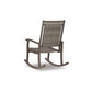 Emin 38 Inch Rocking Chair, Outdoor Resin Wicker Seat, Gray Wood Frame By Casagear Home