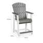 24 Inch Counter Stool Armchair Set of 2 Outdoor Slatted Gray White By Casagear Home BM311602