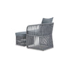 3 Piece Outdoor Chair, Ottoman, Side Table Set, Rope, Steel Frame, Gray By Casagear Home