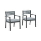 Arto 24 Inch Outdoor Dining Armchair Set of 2, Rope Back Cushion, Gray Wood By Casagear Home