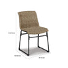 26 Inch Outdoor Dining Chair Set of 2, Black Steel Frame, Brown Wicker Seat By Casagear Home