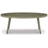 Sven 48 Inch Outdoor Coffee Table, Oval Top and Aluminum Frame, Brown By Casagear Home