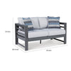 55 Inch Outdoor Loveseat, Gray Frame, Cushioned Seat, 2 Throw Pillows By Casagear Home