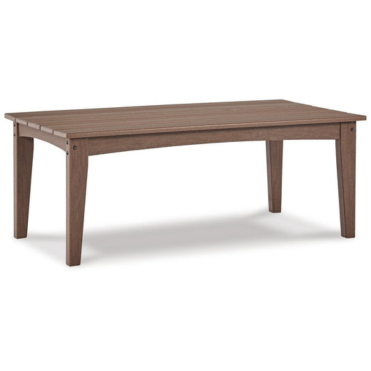 Emme 48 Inch Outdoor Coffee Table, Rectangular Slatted Top, Brown Frame By Casagear Home