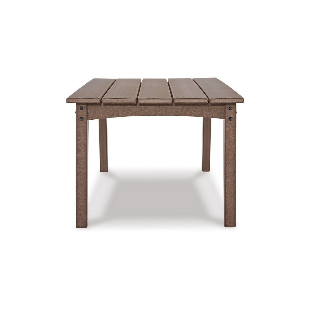 Emme 48 Inch Outdoor Coffee Table, Rectangular Slatted Top, Brown Frame By Casagear Home