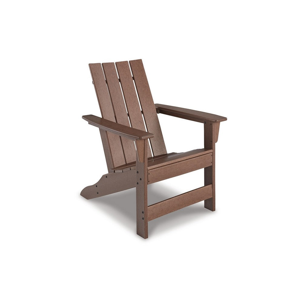 Emme 31 Inch Outdoor Adirondack Chair, Slatted Design and Brown Frame By Casagear Home